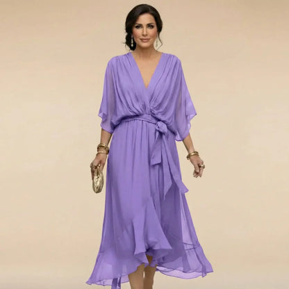 Sara™ | Vestido de Chiffon con Escote en V