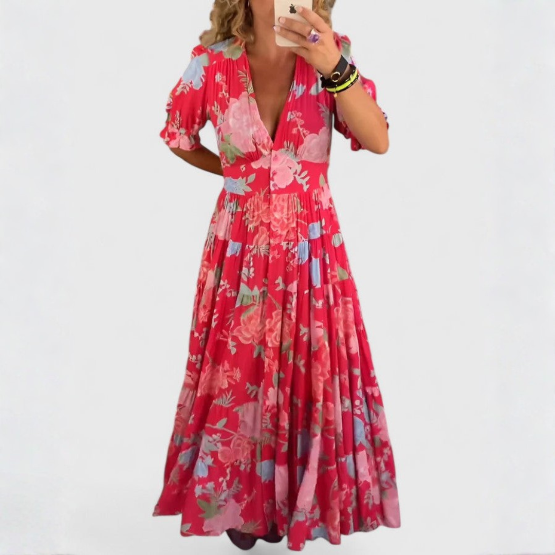 Minelda | Vestido floral con escote en V