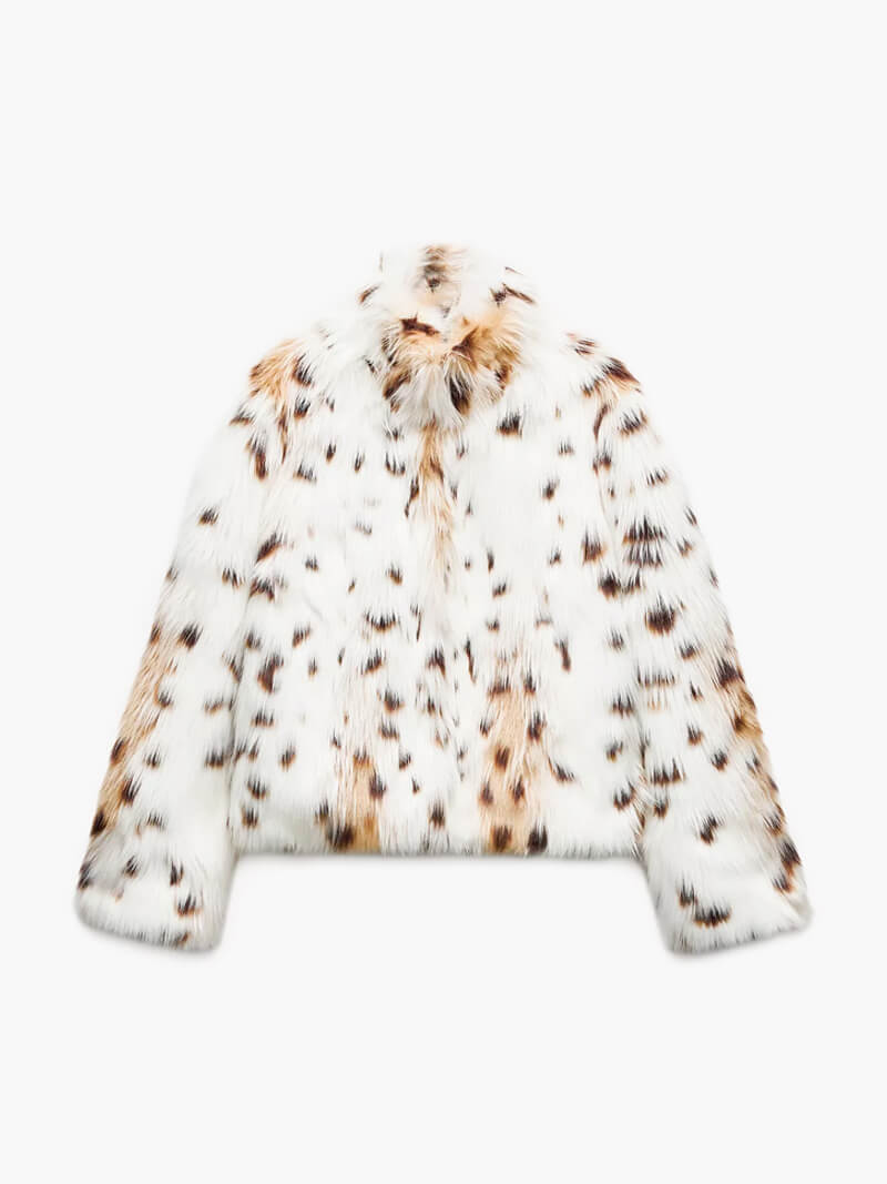 Séfora | Abrigo de piel con estampado de leopardo