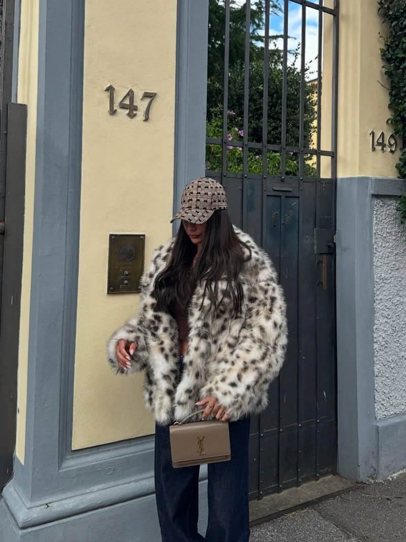 Séfora | Abrigo de piel con estampado de leopardo