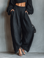 Tess™ | Conjunto con hombros al aire y pantalones anchos