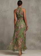Livia | Vestido largo floral con escote halter