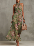 Livia | Vestido largo floral con escote halter