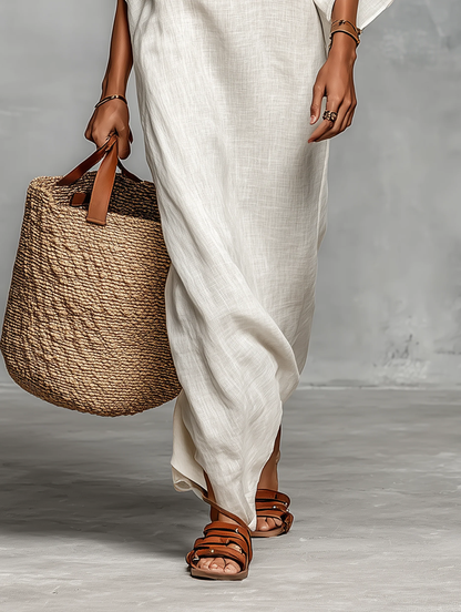 Aveline™ | Vestido largo con hombros al descubierto y mangas murciélago