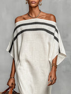 Aveline™ | Vestido largo con hombros al descubierto y mangas murciélago