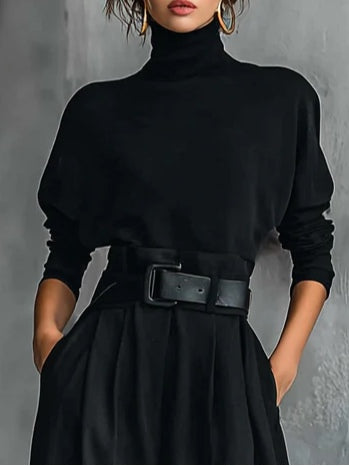Lisa™ | Conjunto de dos piezas en negro con cinturón