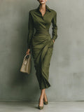 Noëlle™ | Vestido largo en verde militar