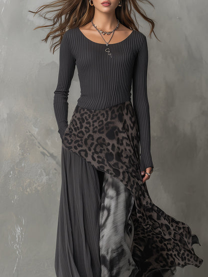 Martina | Vestido largo de estilo bohemio con estampado de leopardo
