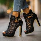 Sandra - Botines de Encaje con Tacón Alto