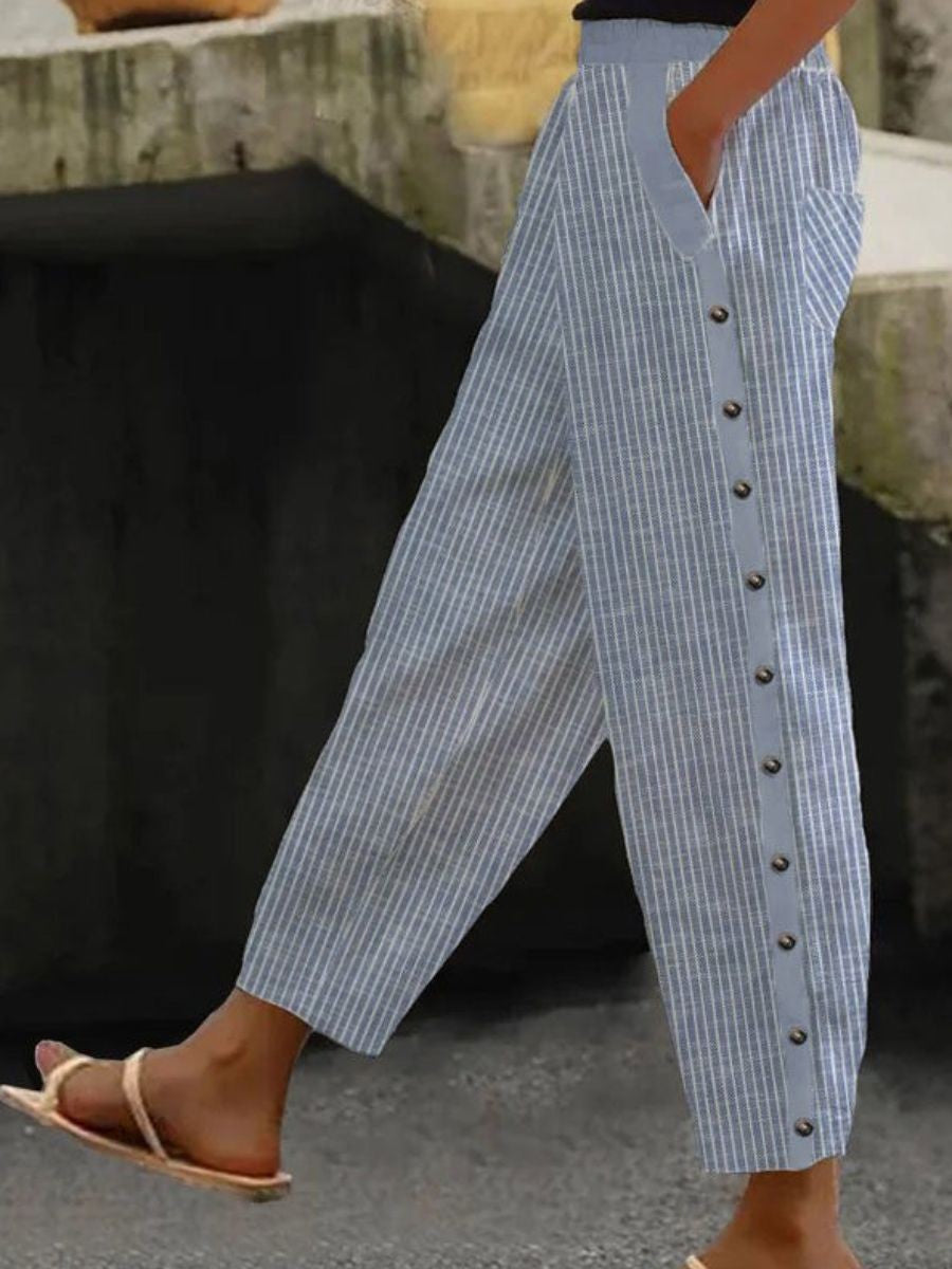 Linaya | Pantalones a rayas con botones