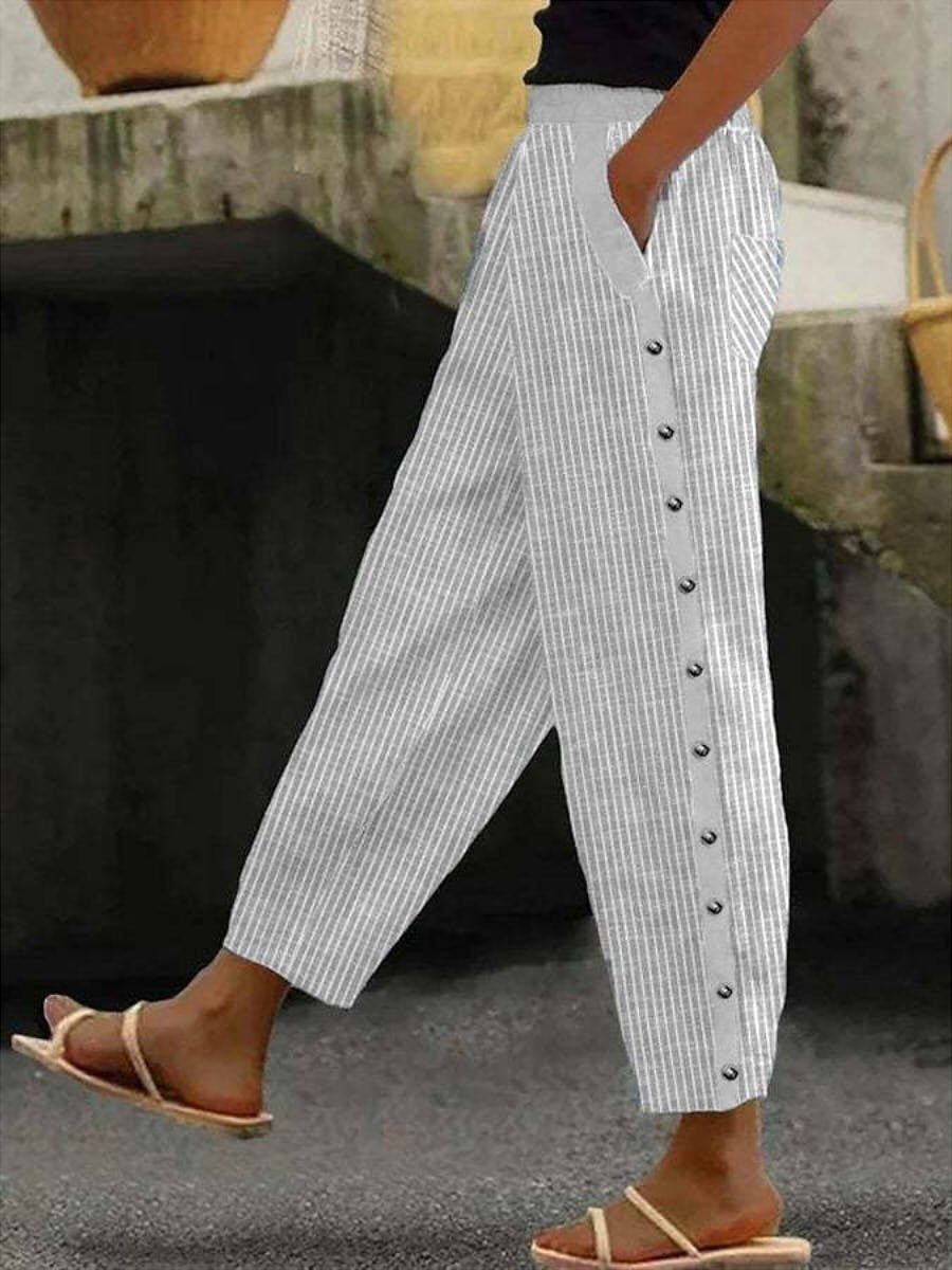 Linaya | Pantalones a rayas con botones
