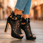 Sandra - Botines de Encaje con Tacón Alto