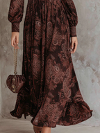 Ariane™ | Vestido largo con estampado de cachemira y cintura entallada