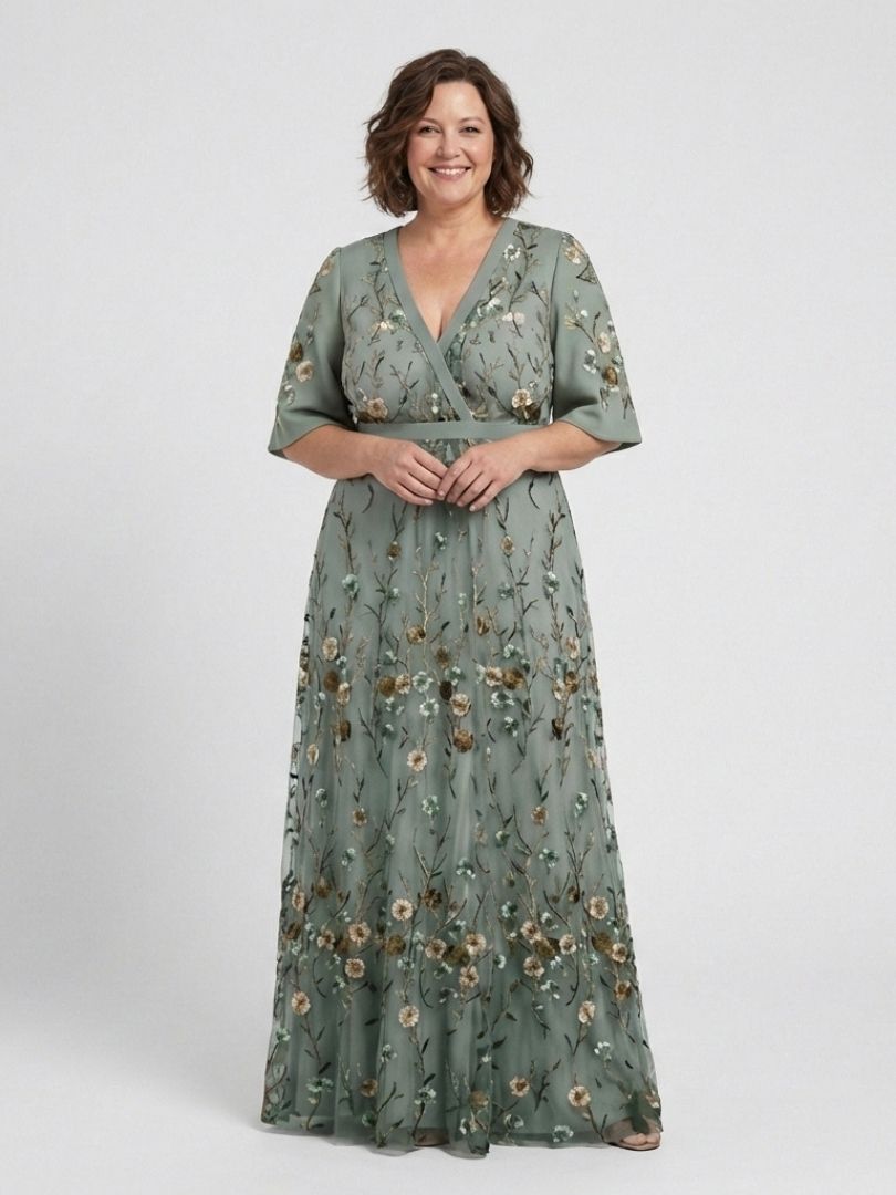 Mélodie | Vestido largo de flores con cuello en V