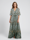 Mélodie | Vestido largo de flores con cuello en V