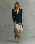 Chiara – Elegante vestido con mangas con flecos