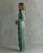 Chiara – Elegante vestido con mangas con flecos