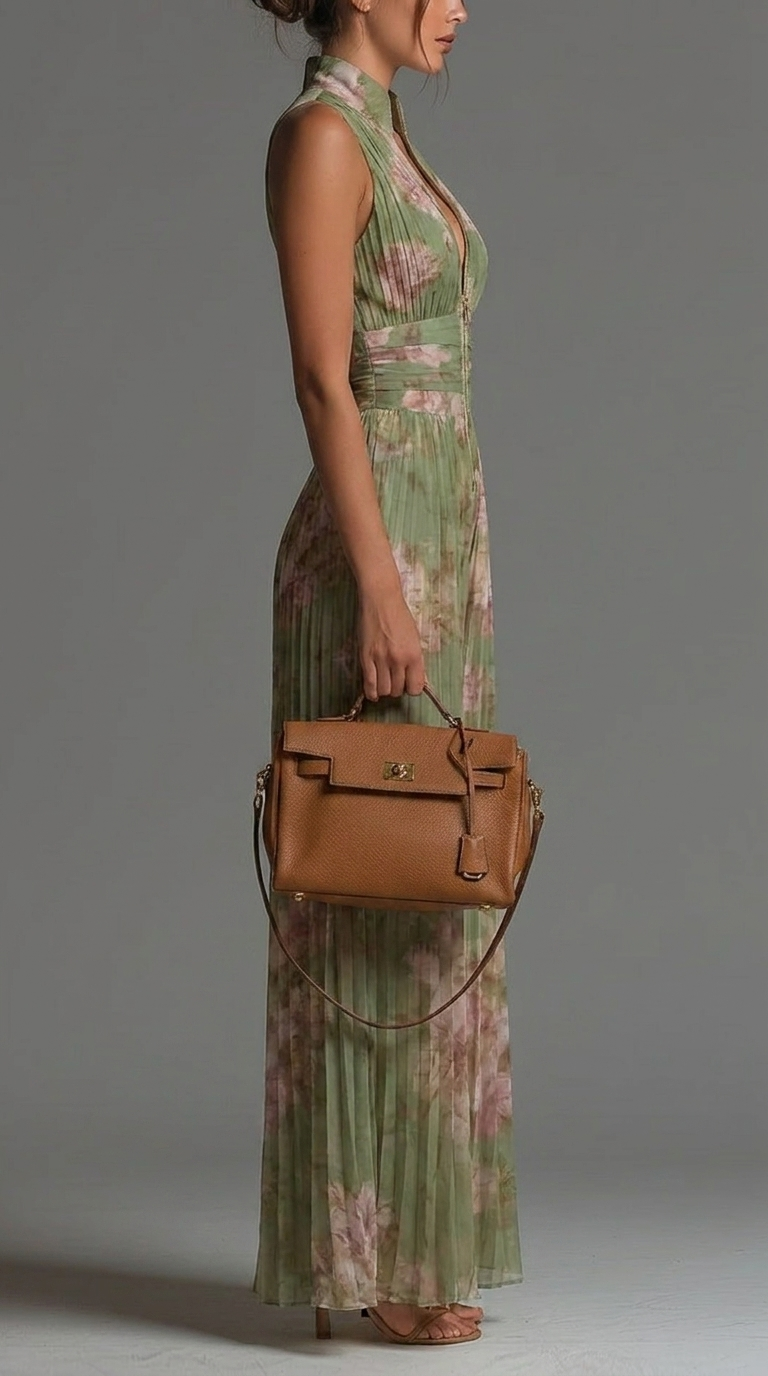 ESSENTIAL – Mono de gasa con estampado floral plisado