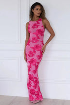 Diana | Vestido largo floral rosa