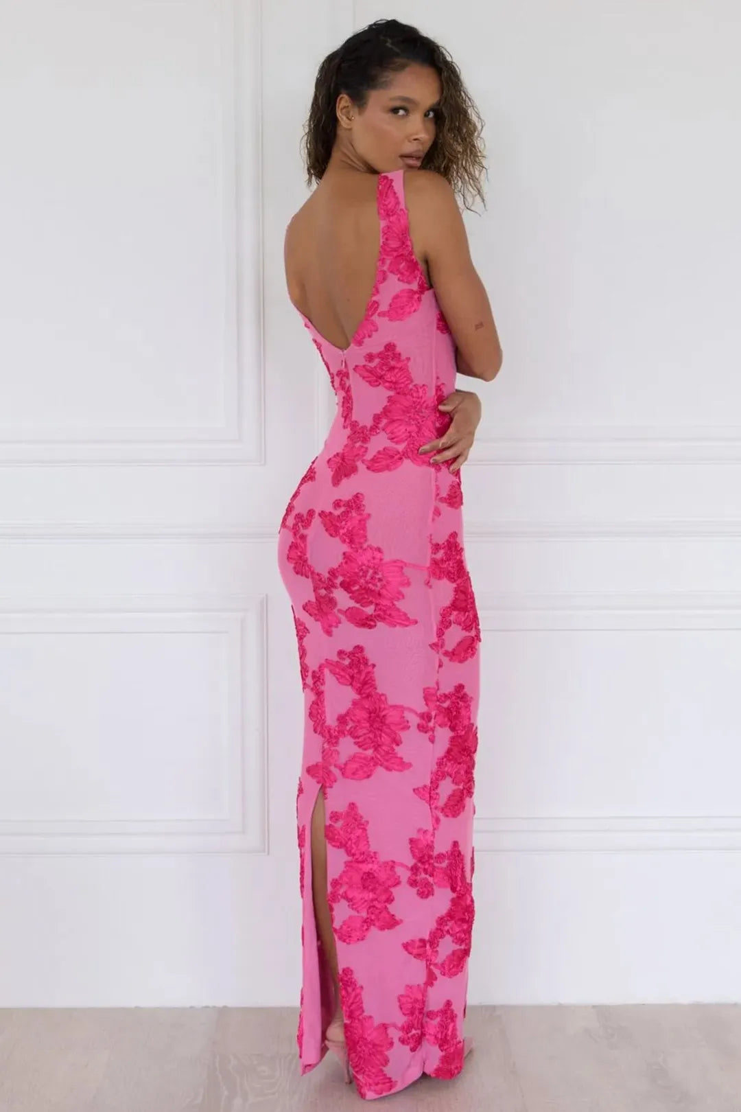 Diana | Vestido largo floral rosa
