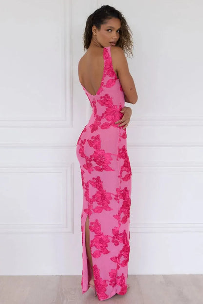 Diana | Vestido largo floral rosa