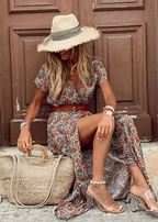 Justine™ | Vestido largo bohemio y vaporoso con cinturón