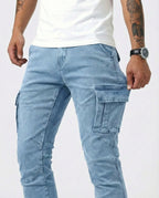 Óscar | Pantalón Cargo Marino Elástico