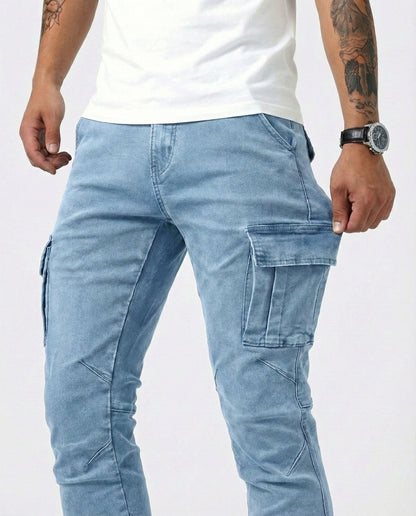 Óscar | Pantalón Cargo Marino Elástico