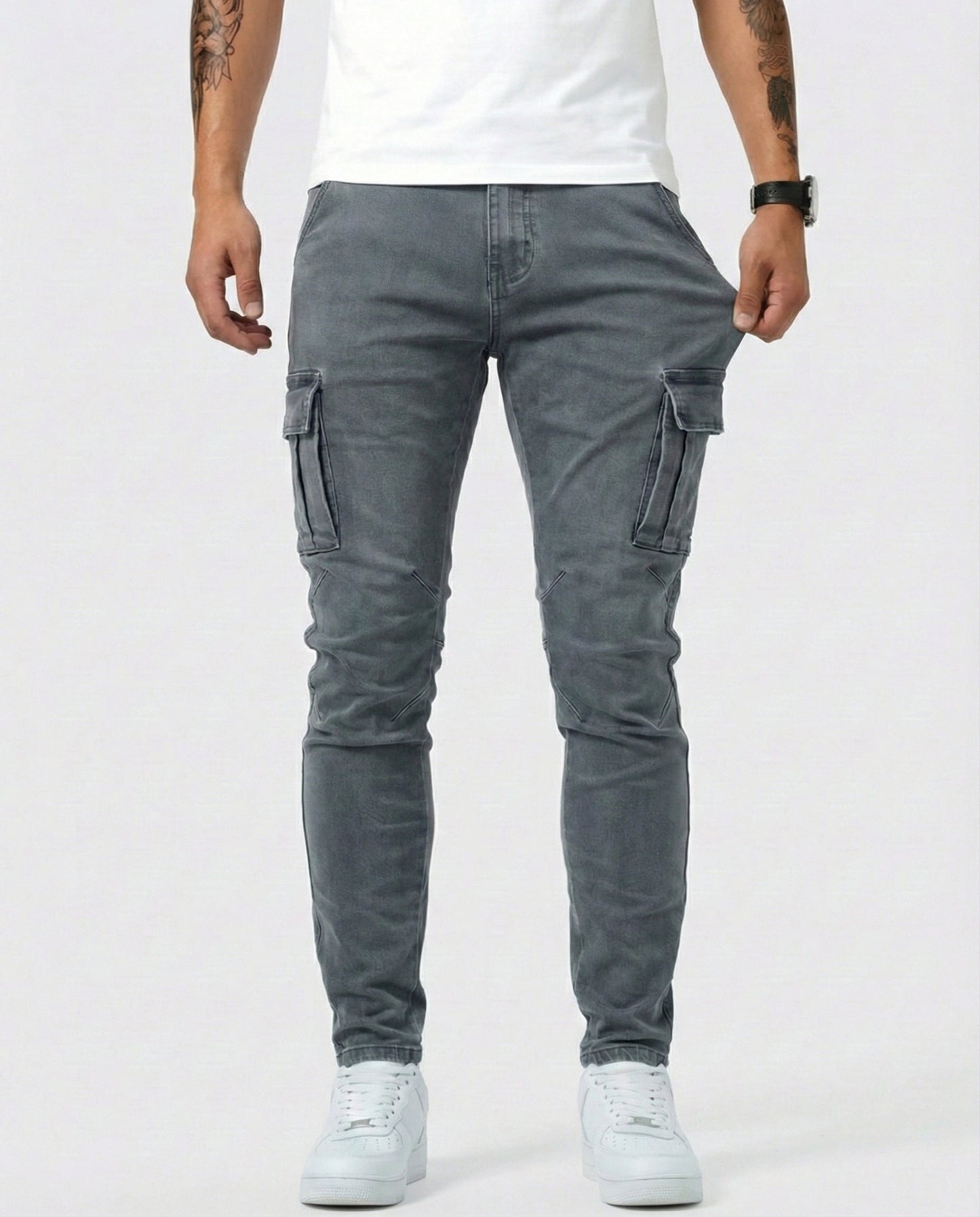 Óscar | Pantalón Cargo Marino Elástico