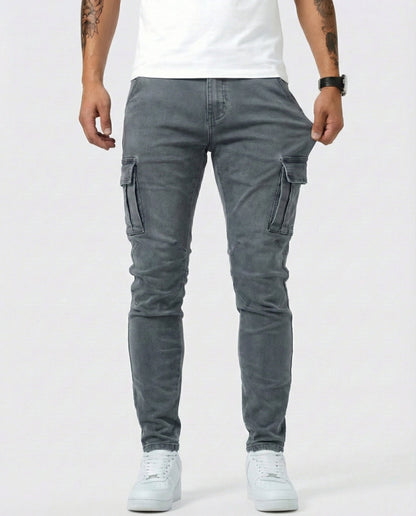 Óscar | Pantalón Cargo Marino Elástico