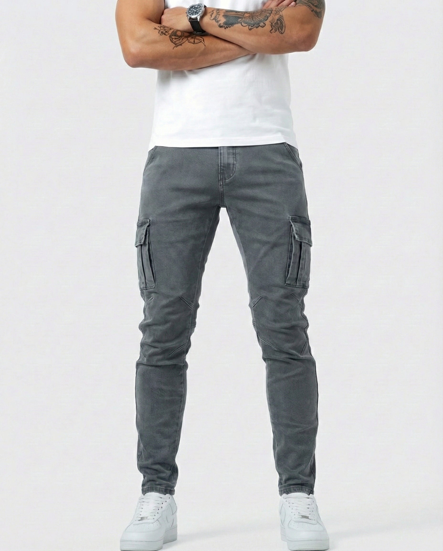 Óscar | Pantalón Cargo Marino Elástico