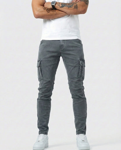 Óscar | Pantalón Cargo Marino Elástico