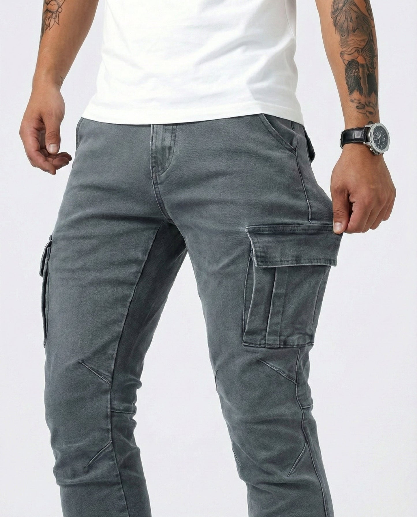 Óscar | Pantalón Cargo Marino Elástico