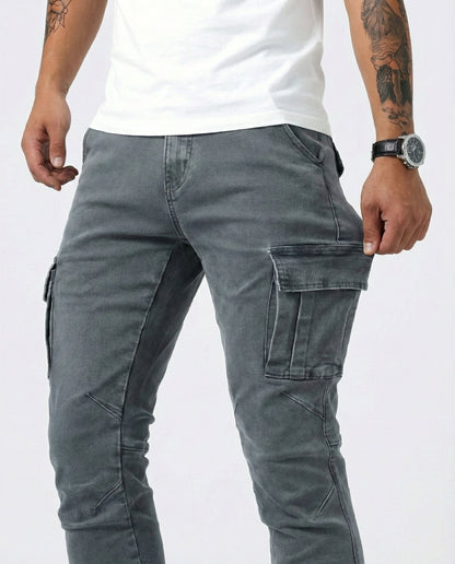 Óscar | Pantalón Cargo Marino Elástico