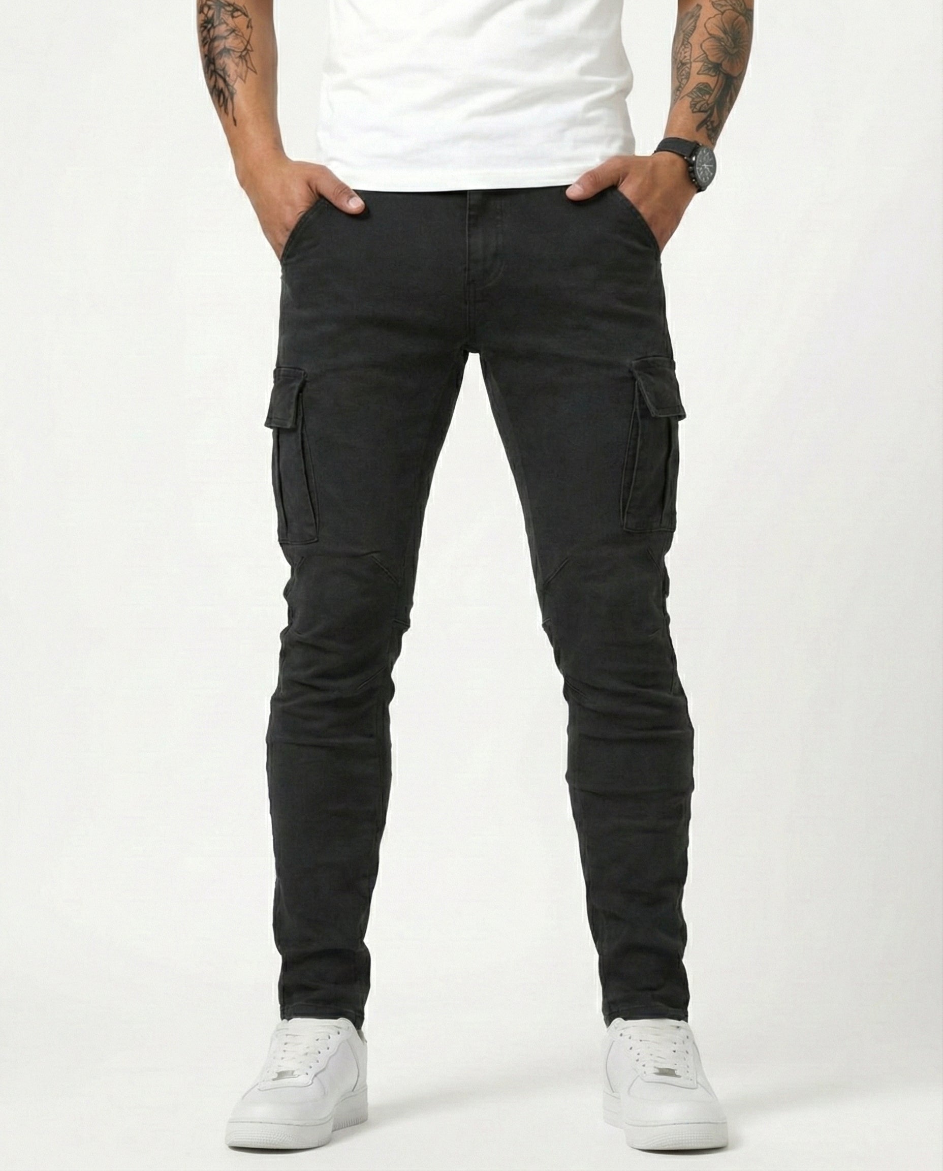 Óscar | Pantalón Cargo Marino Elástico