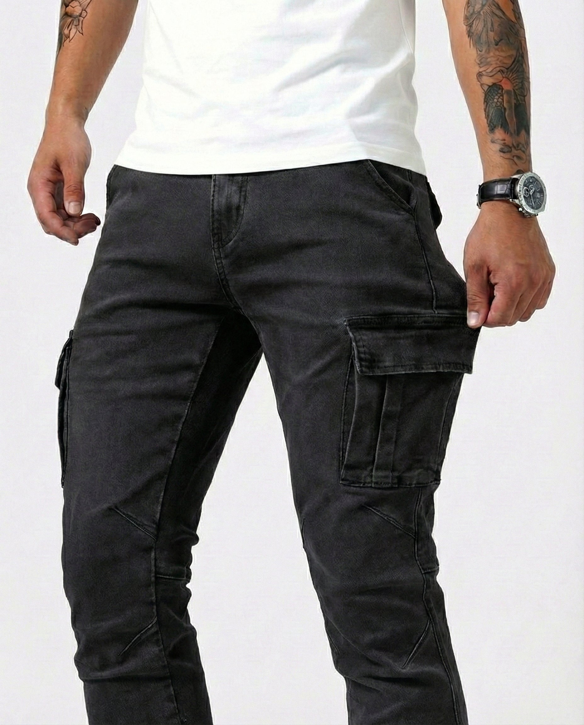 Óscar | Pantalón Cargo Marino Elástico