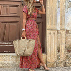 Justine™ | Vestido largo bohemio y vaporoso con cinturón