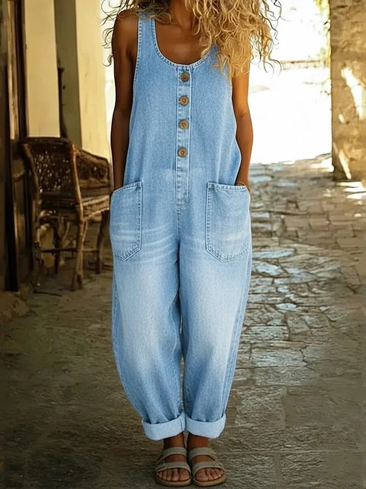 Ruth™ | Peto de denim de algodón con lavado vintage