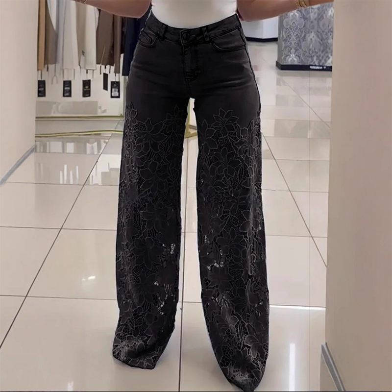 Lola | Pantalón Vaquero de Mujer con Encaje Floral